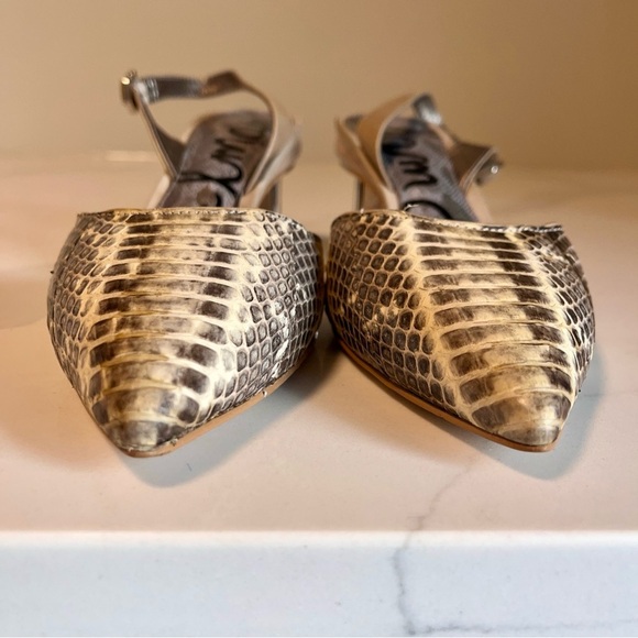 Sam Edelman Carole Slingback Heels Gray & Cream Python with Pointed Toe
Size 6.5 - Picture 3 of 15